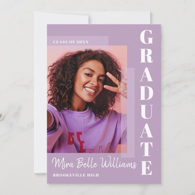 Modern Simple Trendy Graduation Cassis Photo Invitation (Front)