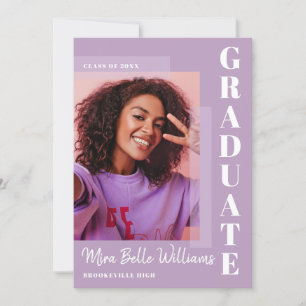 Modern Simple Trendy Graduation Cassis Photo Invitation