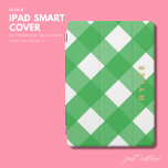 Modern Simple Trendy Green Gingham Monogram iPad Pro Cover<br><div class="desc">The iPad Smart Cover with a bright green gingham pattern and a gold tone simple monogram is the perfect accessory for any tech-savvy individual. The vibrant gingham design adds a pop of color and personality to your iPad, while the sleek smart cover protects your device from scratches and damage. The...</div>