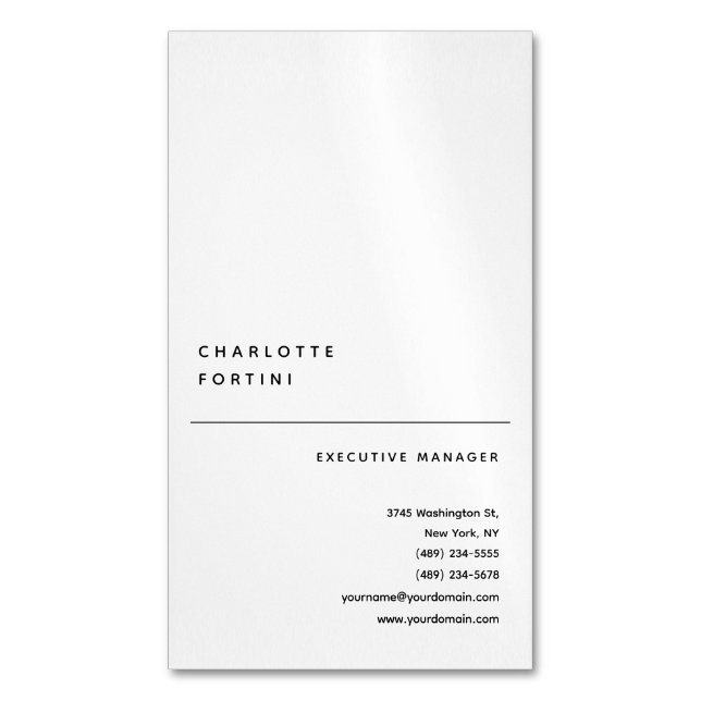 Modern Simple Trendy Minimalist  Business Card Magnet (Front Vertical)
