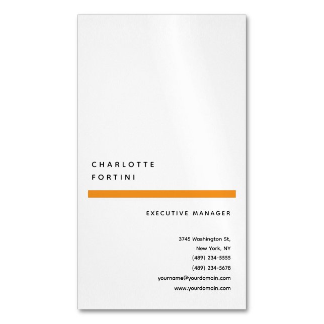Modern Simple Trendy Minimalist  Business Card Magnet (Front Vertical)