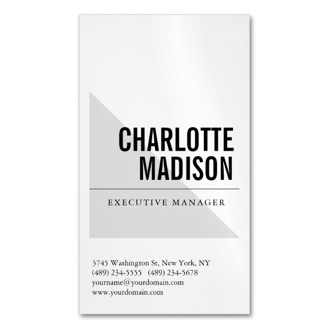 Modern Simple Trendy Minimalist Plain Business Card Magnet (Front Vertical)