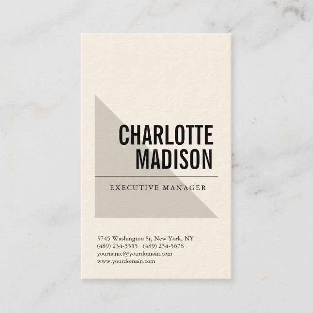 Modern Simple Trendy Minimalist Plain Cream Business Card (Front)