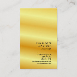 Modern Simple Trendy Minimalist Plain Gold Color Business Card
