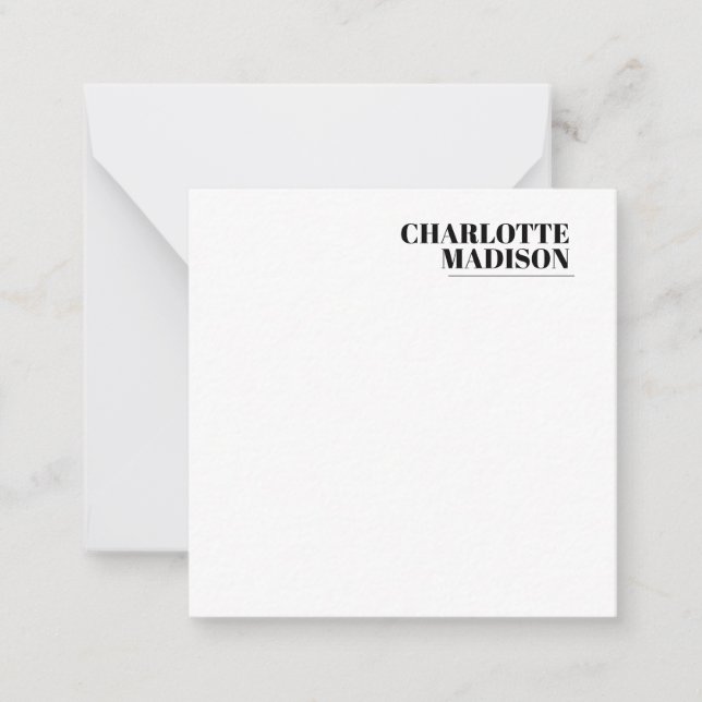 Modern Simple Trendy Minimalist Plain Note Card (Front)