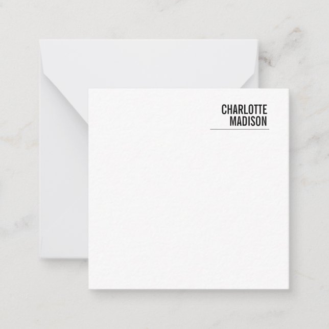Modern Simple Trendy Minimalist Plain Note Card (Front)