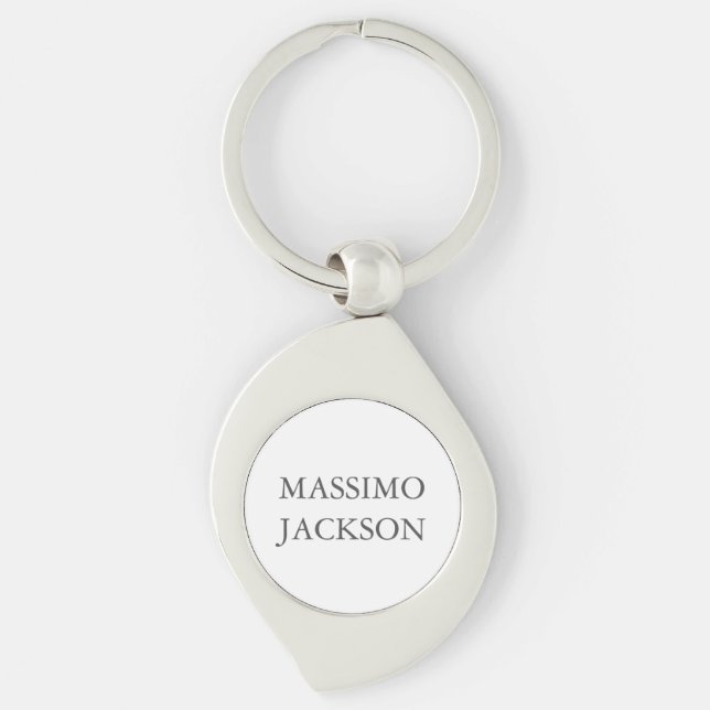 Modern Simple Trendy Minimalist Plain Own Name Keychain (Front)