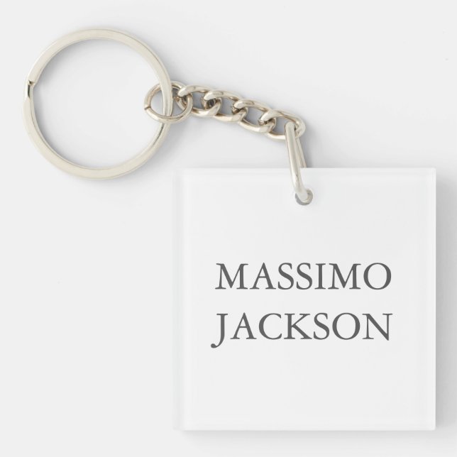 Modern Simple Trendy Minimalist Plain Own Name Keychain (Front)