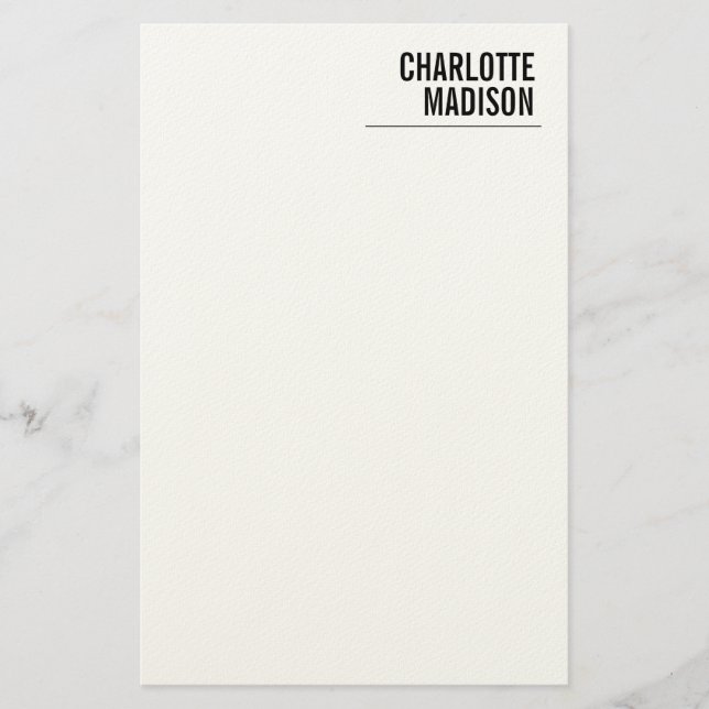 Modern Simple Trendy Minimalist Plain Stationery (Front)