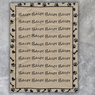 Modern Simple Trendy Pet Dog Cat Name Fleece Blanket