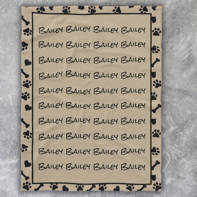 Modern Simple Trendy Pet Dog Cat Name  Fleece Blanket (Creator Uploaded)