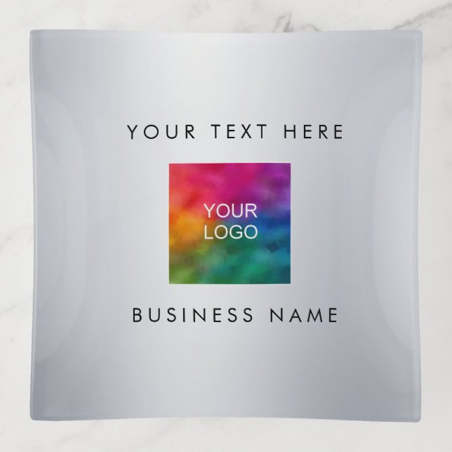 Modern Simple Trinket Trays Silver Metallic Look (Front)