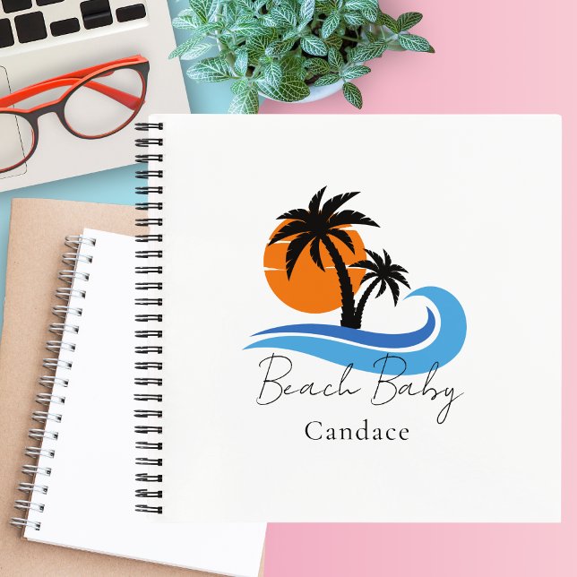 Modern Simple Tropical Monogrammed Notebook (Creator Uploaded)