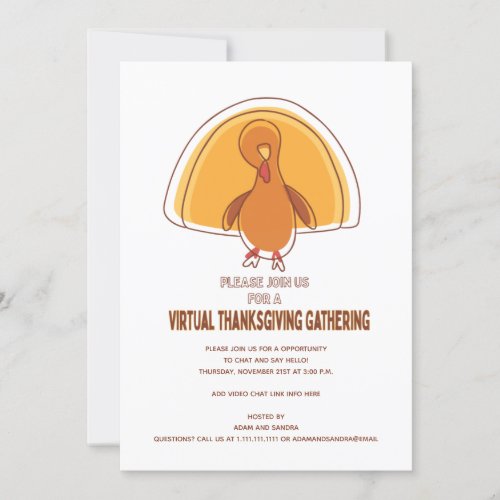 Modern Simple Turkey Virtual Thanksgiving Invitation