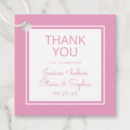 Modern Simple Twin Girl Thank You Favor Tags