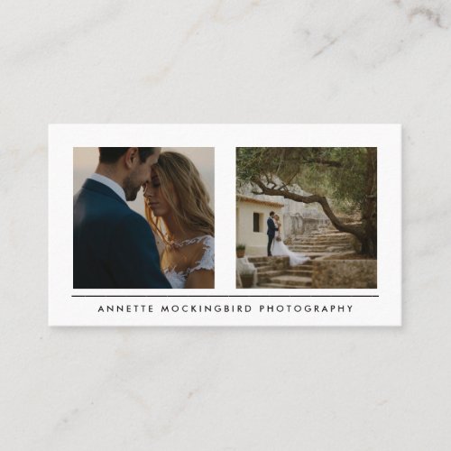 Modern Simple Two Photo  Minimalist Photography Business Card