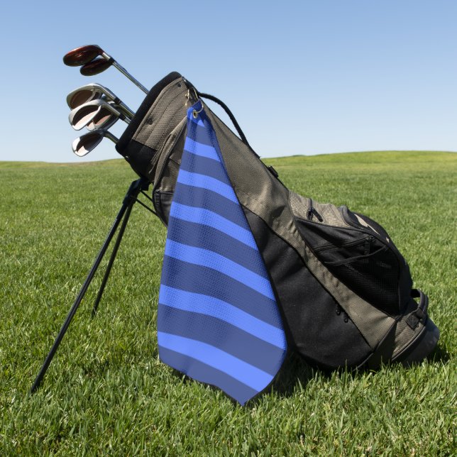 Modern Simple Two Tone Stripe Geometric blue Navy  Golf Towel (Green)