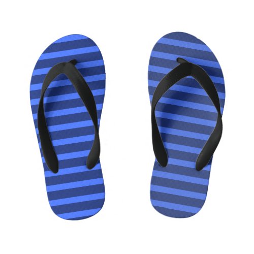 Modern Simple Two Tone Stripe Geometric blue Navy  Kids Flip Flops