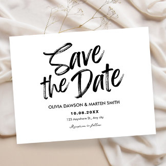 Modern simple Typographic black and white Save The Date