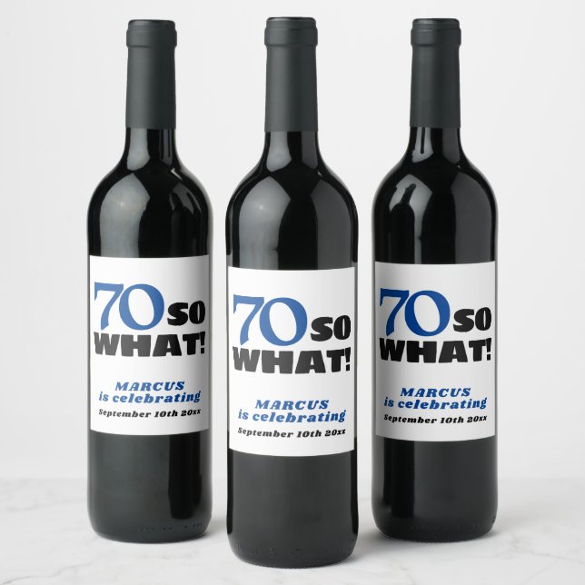 Modern Simple Typography 70th Birthday Wine Label (Bottles)