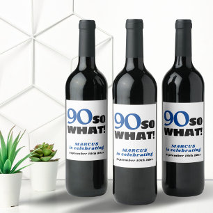 Modern Simple Typography 90th Birthday Wine Label