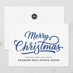 Modern Simple Typography Add Logo Holiday Card