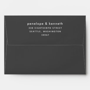 Modern Simple Typography Black and White Wedding Envelope
