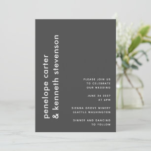 Modern Simple Typography Black and White Wedding Invitation