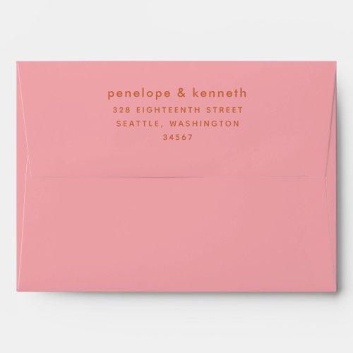 Modern Simple Typography  Boho Pink Wedding  Envelope