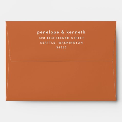 Modern Simple Typography  Burnt Orange Wedding In Envelope