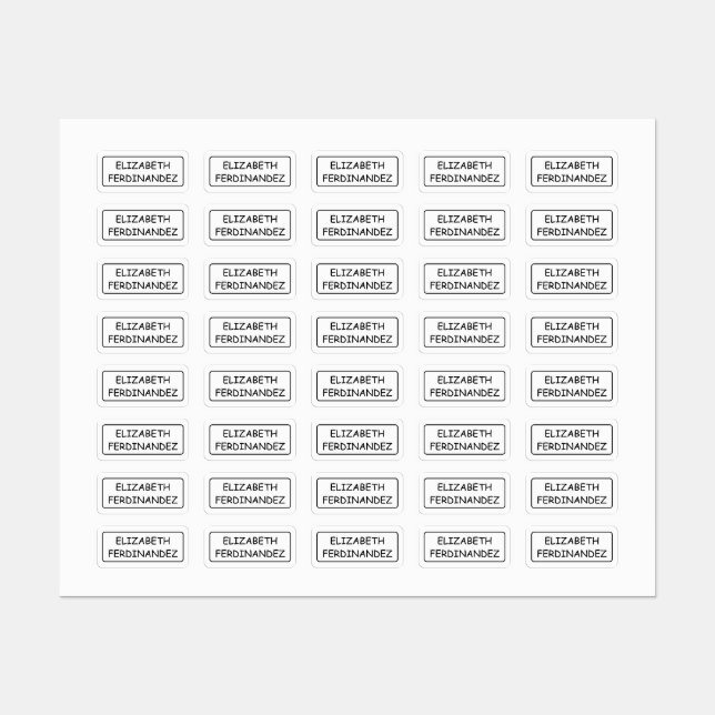 Modern Simple Typography Frame Four Names Kids'  Labels (Sheet)
