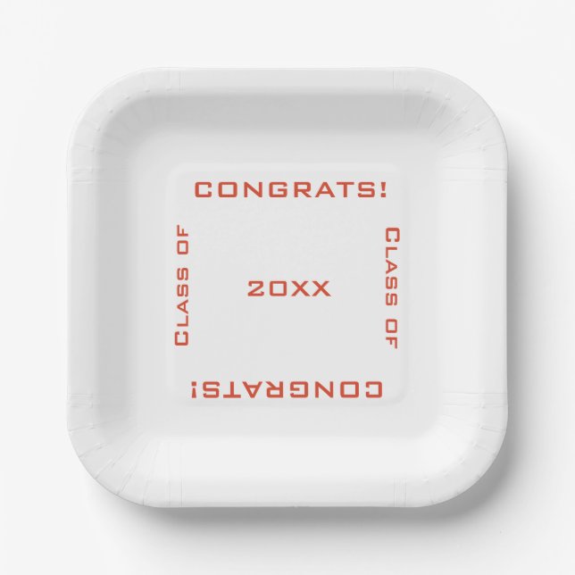 Modern Simple Typography Graduation Congrats Paper Plates (Front)