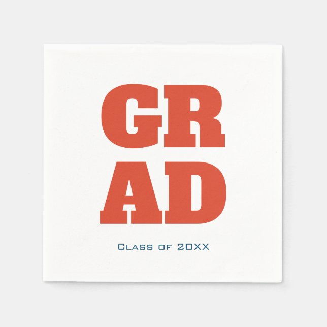 Modern Simple Typography Graduation Red Napkins (Front)