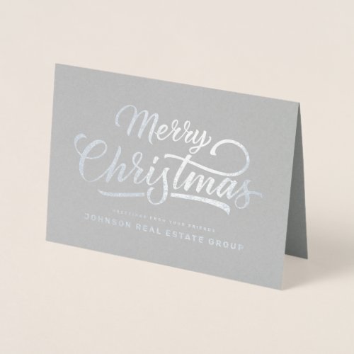 Modern Simple Typography Holiday Greetings Foil Card
