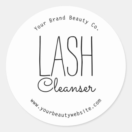 Modern Simple Typography Lash Cleanser Classic Round Sticker