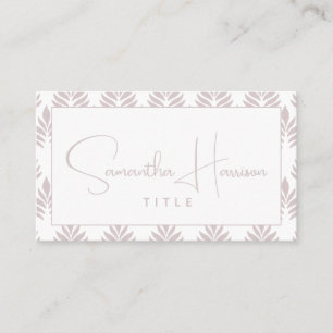 Modern Simple Typography Leaf Pattern Script Business Card