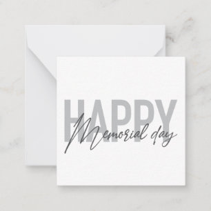 Modern, simple typography of Happy Memorial Day Note Card