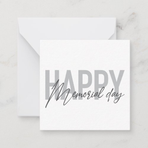 Modern simple typography of Happy Memorial Day Note Card