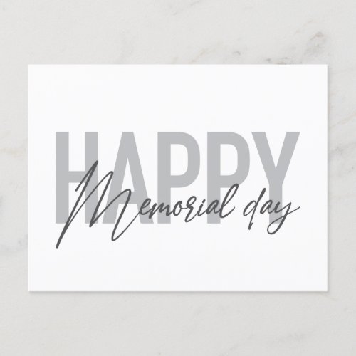 Modern simple typography of Happy Memorial Day Postcard