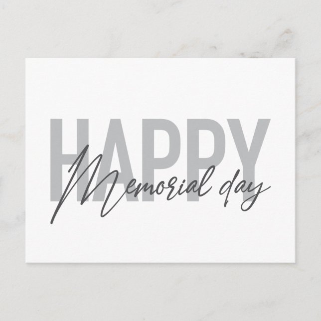 Modern, simple typography of Happy Memorial Day Postcard (Front)