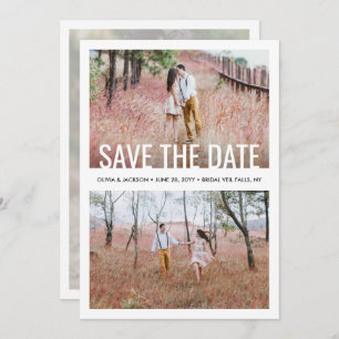 Modern Simple Typography Overlay 3 Photo Wedding Save The Date