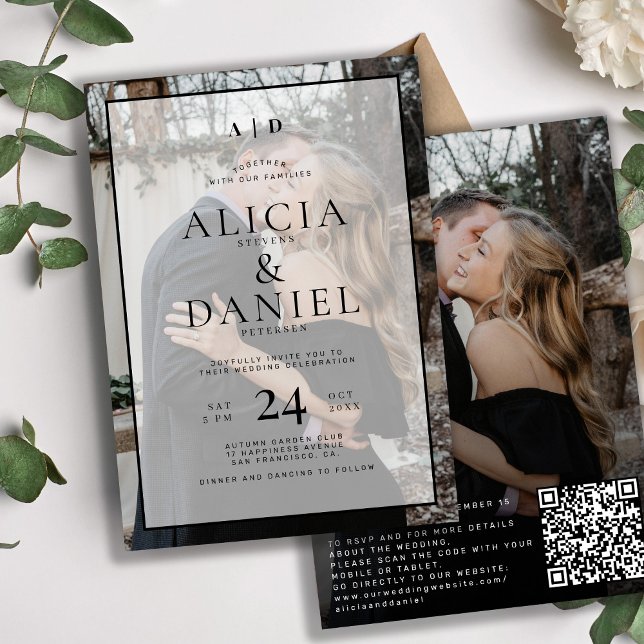 Modern simple typography photo all in one wedding invitation (Creator Uploaded)