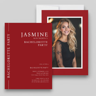 Modern simple typography photo bachelorette party invitation
