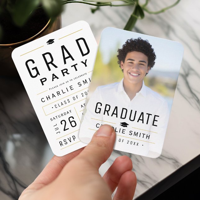 Modern Simple Typography Photo Graduation invite (Modern Simple Typography Photo Graduation invite)