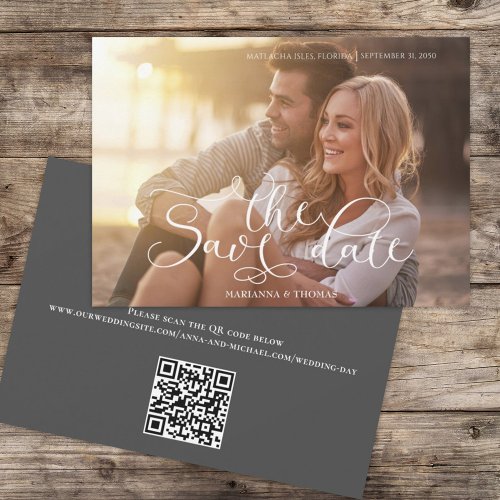 Modern Simple Typography Photo QR Code Website Save The Date