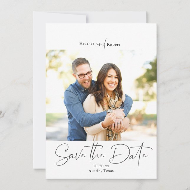 Modern Simple Typography Photo Save the Date (Front)