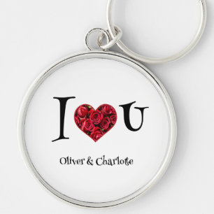 Modern Simple Typography Red Heart Valentines Day Keychain