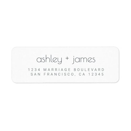 Modern Simple Typography Wedding Return Address Label