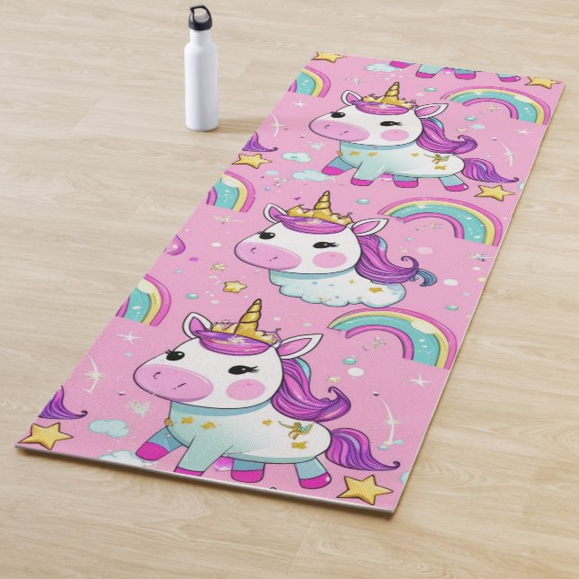 modern simple unicorn pattern rainbow for her yoga mat (In Situ)