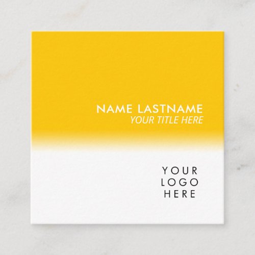 Modern Simple Unique Your Logo Bright Yellow Square Business Card